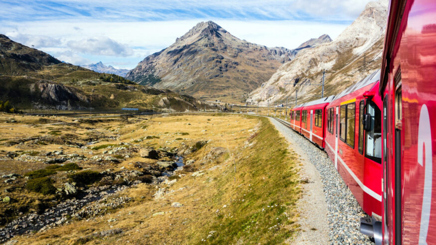 Bernina-Express railroad, Grisons, Switzerland